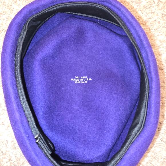 vintage 50\'s 60\'s 100%  purple felt pillbox hat with 3 stars